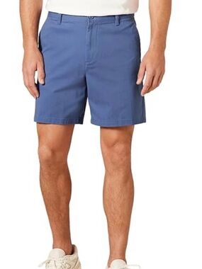 Amazon Essentials Men's Blue Flat-Front Shorts size 34 new